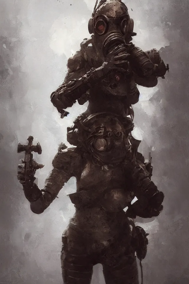 Image similar to a girl with a oni gas mask by ruan jia