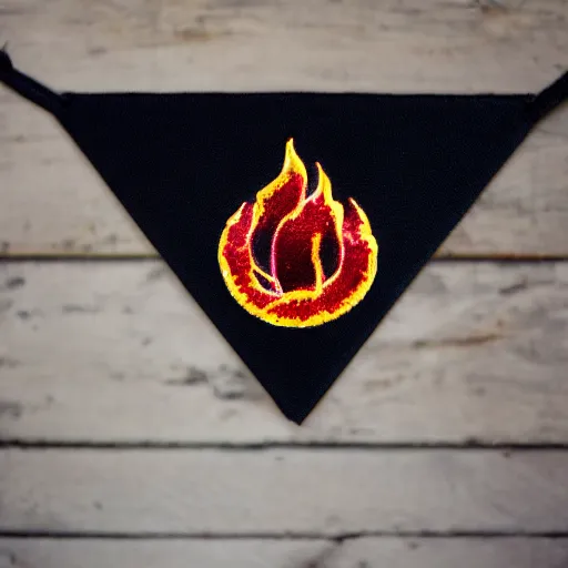 Prompt: a photo of a minimalistic fire flames vintage pennant