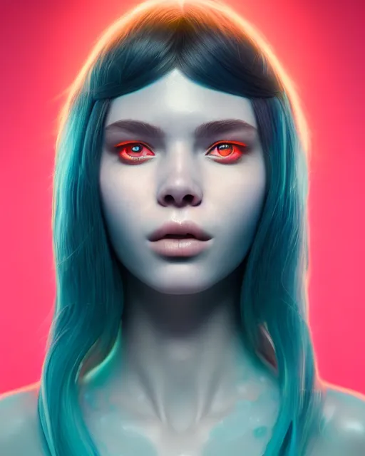 Image similar to face, portrait of a beautiful slime woman | | artgerm, deviantart, realistic, dramatic shadowing, 8 k, hd, octane render, perfect