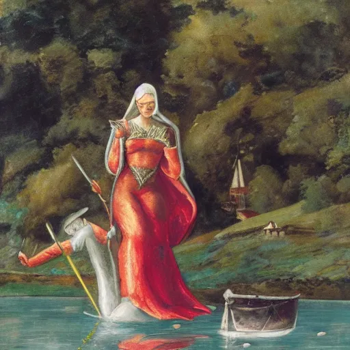 Image similar to the lady of the lake giving excalibur from the lake