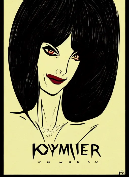 Prompt: beautiful female vampire, symmetrical face, by koson ohara, by darwyn cooke