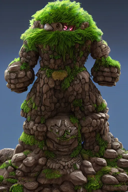 Image similar to zelda fantasy art giant golem troll wood rock greeble gemstone, global illumination ray tracing hdr fanart arstation by sung choi and eric pfeiffer and gabriel garza and casper konefal