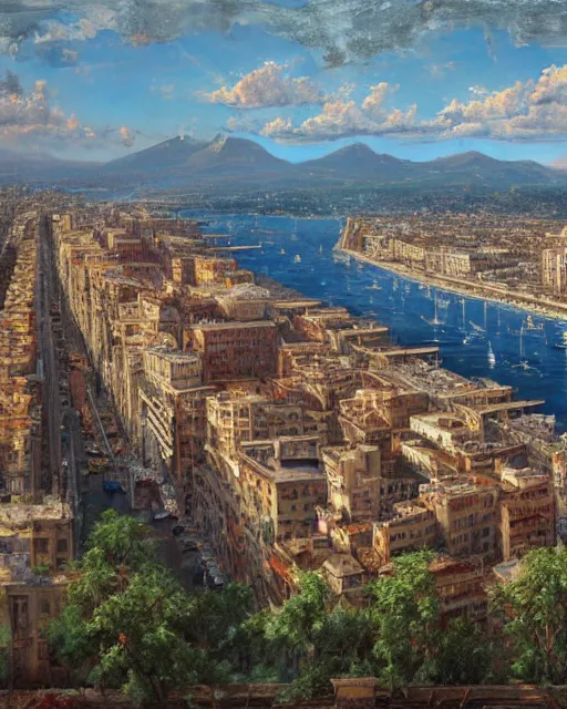 Image similar to naples by frank franzetta, 4 k, hyper detailed