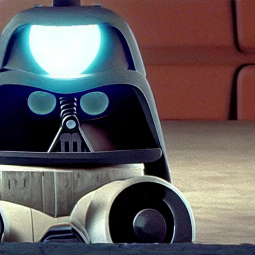 Prompt: wall - e playing the role of darth vader in star wars 1 9 7 7