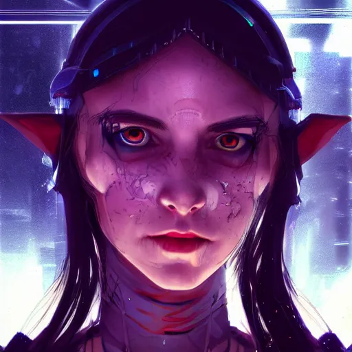 Image similar to portrait of an elf in a cyberpunk style, digital art, artstation cgsociety masterpiece