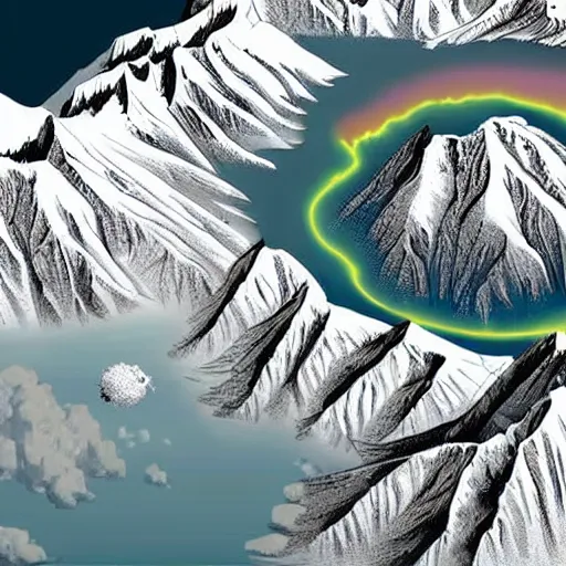 Prompt: catastrophic illustration of the end of planet earth due to air pollution even high up in the Himalayan mountains, extremely detailed, pure art