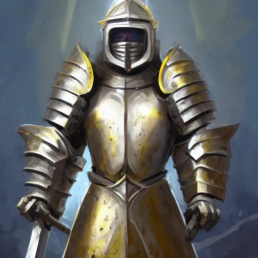 Prompt: a divine paladin wearing heavy armor with a heavy platemail helmet carrying a greatsword, artstation hall of fame gallery, editors choice, #1 digital painting of all time, most beautiful image ever created, emotionally evocative, greatest art ever made, lifetime achievement magnum opus masterpiece, the most amazing breathtaking image with the deepest message ever painted, a thing of beauty beyond imagination or words, 4k, highly detailed, cinematic lighting