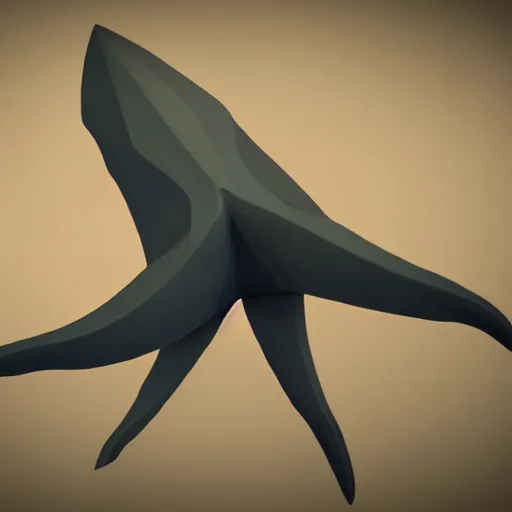 Image similar to low poly render of a giant squid monster