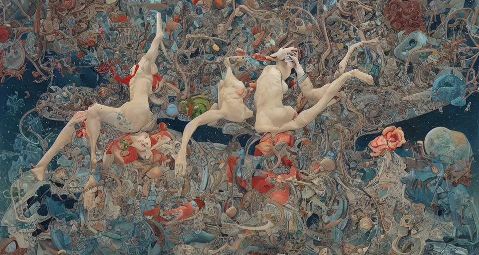 Image similar to the two complementary forces that make up all aspects and phenomena of life, by james jean,