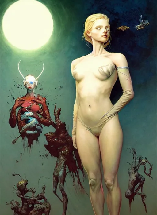 Prompt: a hyper realistic painting of emma frost gorgeous lighting, painting by chiara bautista and beksinski and norman rockwell and greg rutkowski weta studio, and lucasfilm