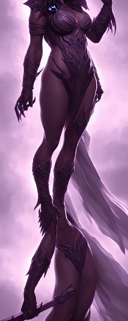 Image similar to dark sorceress full body view, highly detailed, artgerm style, artstation, soft light, sharp focus, illustration, character design, concept art, correct anatomy