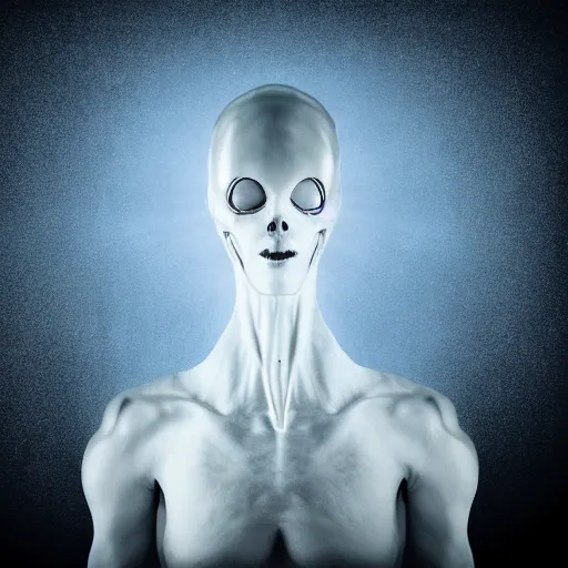 Prompt: a realistic detailed studio portrait photo of a beautiful alien ghost