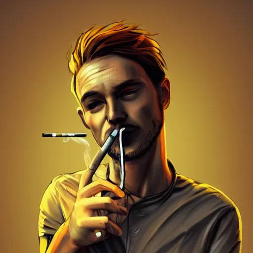 Prompt: a cigarette who smoke a cigarette, digital art, artstation