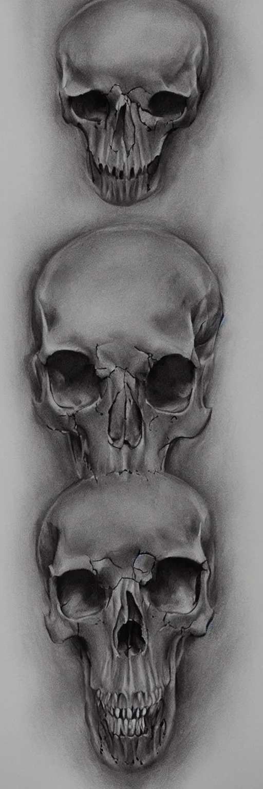 Image similar to Charcoal fine art sketch, animal skull