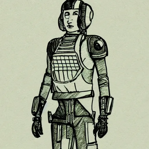 Image similar to a sci-fi pilot ink drawing, in the style of Roman sustov.