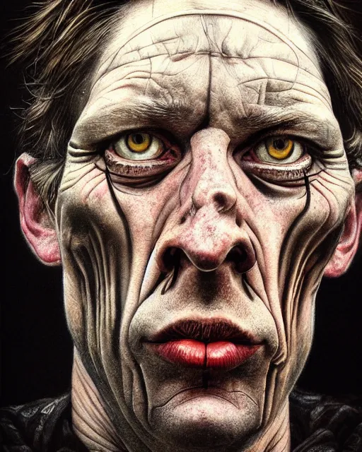 Prompt: paul curry, character portrait, close up, concept art, intricate details, highly detailed, photorealism, hyperrealism in the style of otto dix and h. r giger