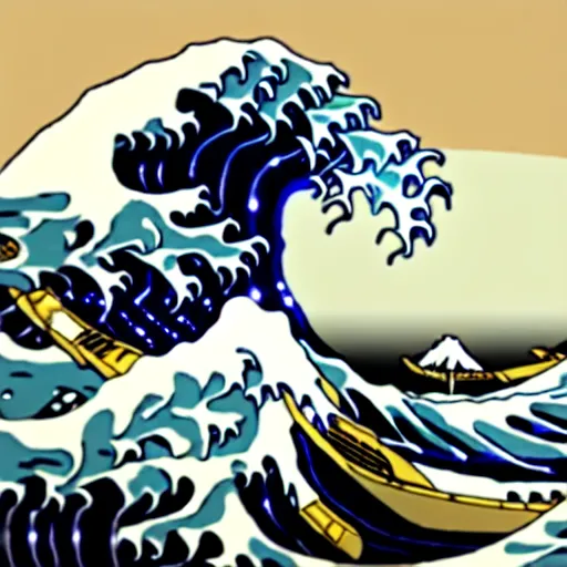 Prompt: the great wave made of spaghetti