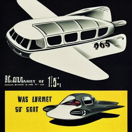 Image similar to 1 9 5 0 s prototype flying car, 1 9 5 0 s poster