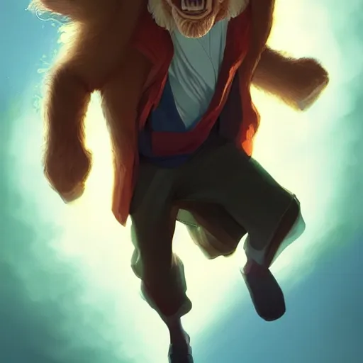 Prompt: portrait of doc brown!!!!! riding!!!!!!!! on ( ( ( ( lion king ) ) ) ), disney animation, sharp, illustration, sharp, fanart, anime key art by greg rutkowski, bloom, dramatic lighting sharp focus, cinematic, artbook, smooth, centered