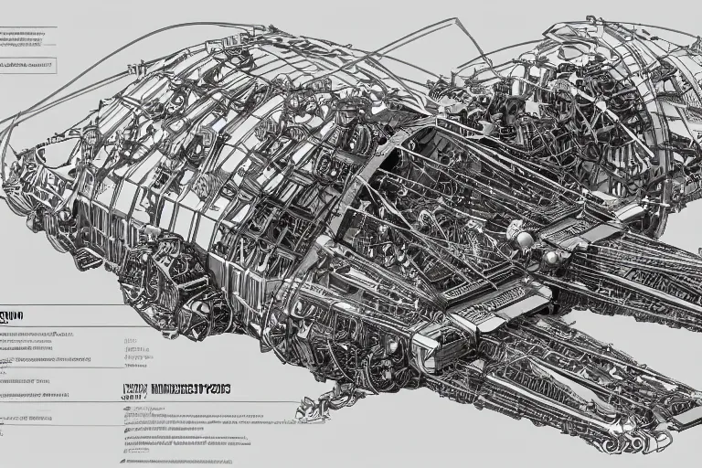 Image similar to aesthetically pleasant technical drawing of an open - source nuclear weapon machinery, hyperdetailed, complex, intricate, exploded view!!, 4 k, trending on artstation