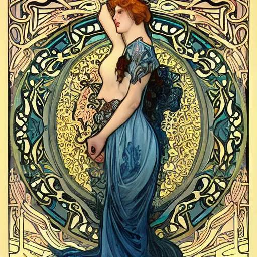 Image similar to an art nouveau illustration in the style of mort kunstler, and in the style of charlie bowater, and in the style of alphonse mucha. floral patterns. symmetry, smooth, sharp focus, semi - realism, intricate detail.