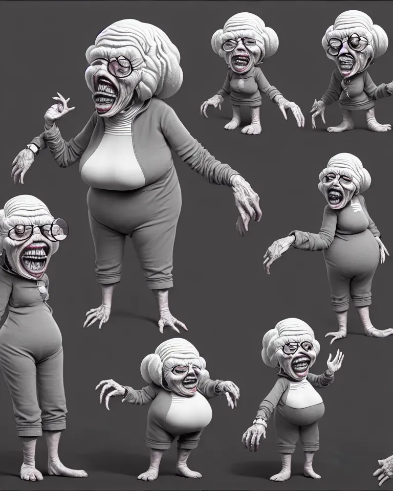 Image similar to your saggy wrinkled grandmother is a cosmic horror by bruce brenneise and wayne haag, photorealistic digital concept art, in the style of cuphead, trending on cgsociety, trending on zbrush central