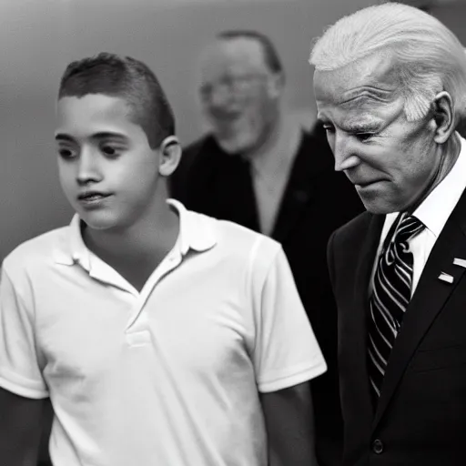 Image similar to A photo of joe biden teams up with a teenage joe biden, perfect faces, 50 mm, award winning photography