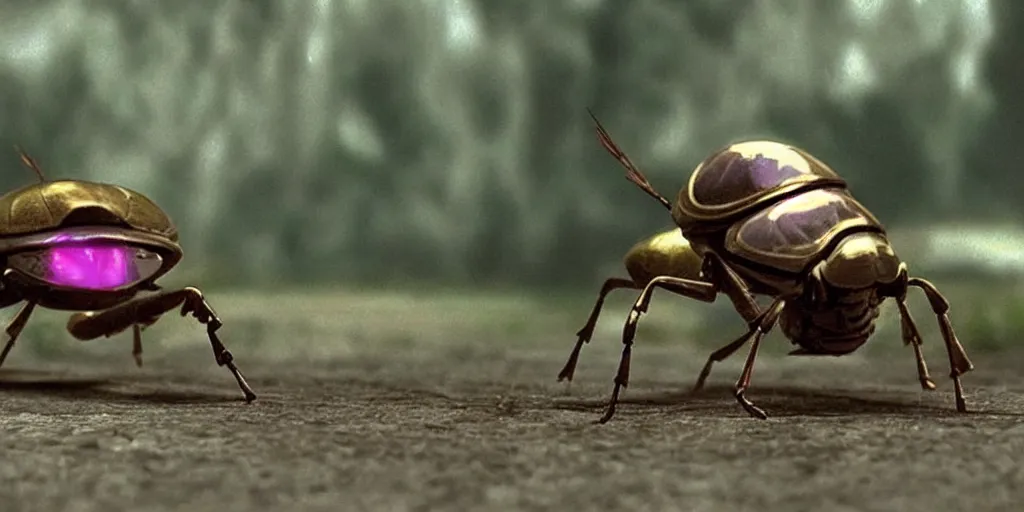 Prompt: lightning bug descendant 1 million in the future is a quadruped with big eyes. the bug wears a spacesuit, and explores the cosmos in a bug - shaped spaceship. science fiction blockbuster movie bugs save the planet or the love bug from saturn, up ( film, 2 0 0 9 )