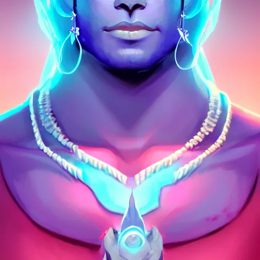 Image similar to portrait of shiva, blue skin, powerful and majestic look, mattepainting concept blizzard pixar maya engine on stylized background splash comics global illumination lighting artstation, sharp focus, lois van baarle, ilya kuvshinov, rossdraws