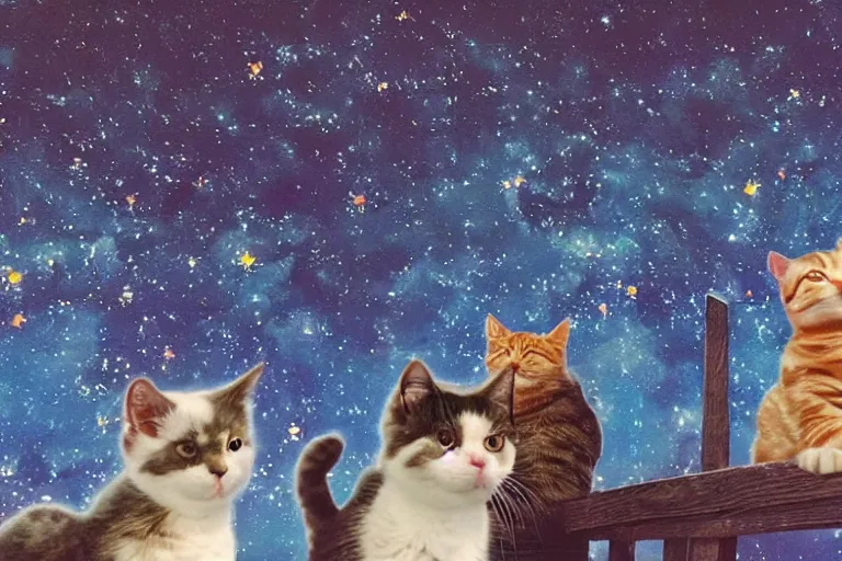 Image similar to night starry sky full of cats