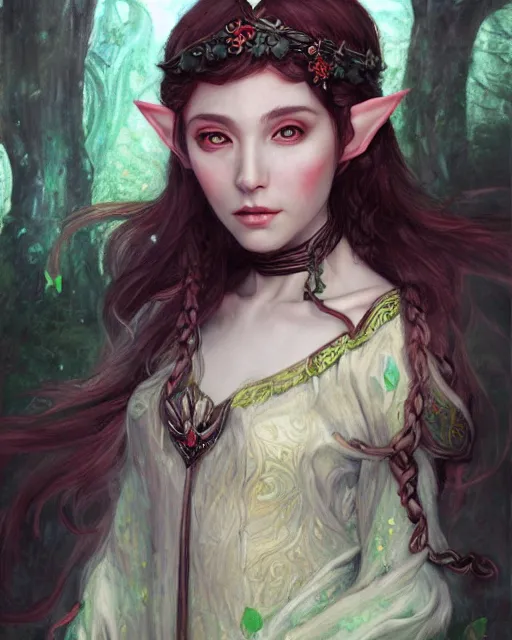 Image similar to a beautiful elf princess, oil painting, by Fernanda Suarez and Edgar Maxence, using Sakimichan and LeraPI art style.