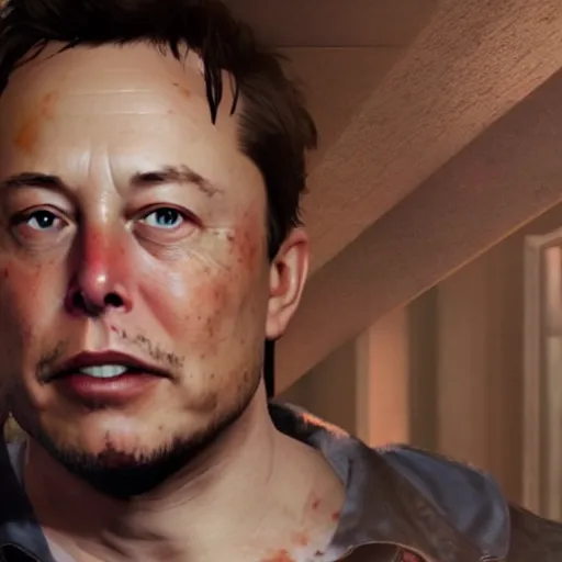 Image similar to portrait of elon musk in last of us, in game graphic, ps 5 gameplay, screenshot, high quality