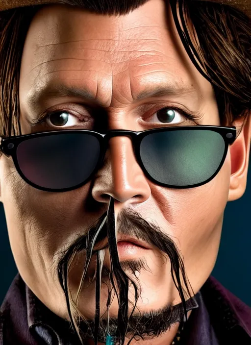 Image similar to studio portrait still of johnny depp as a muppet, 8 k, studio lighting, key light,