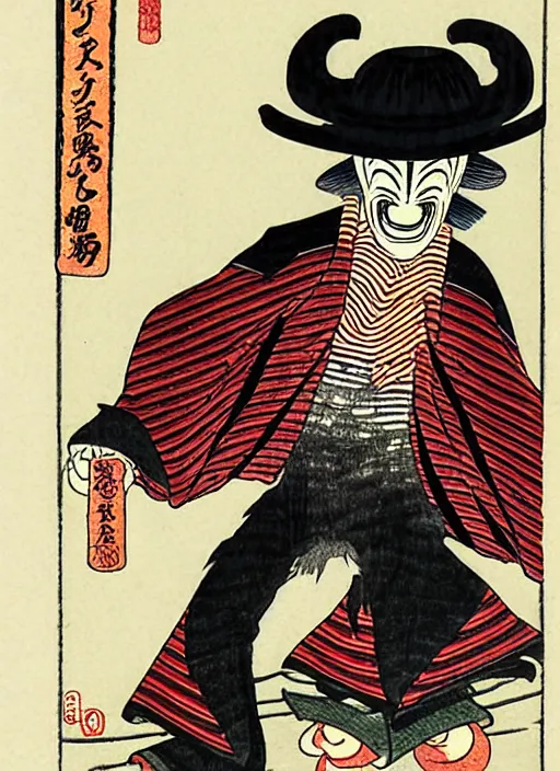 Image similar to freddy krueger as a yokai illustrated by kawanabe kyosai and toriyama sekien