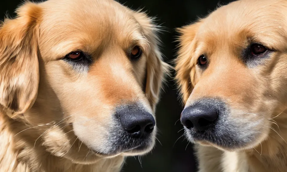 Image similar to 4K HD, high detail photograph, shot with Sigma f/ 4.2 , 250 mm sharp lens, shallow depth of field, subject= golden retriever, consistent, high detailed light refraction, high level texture render