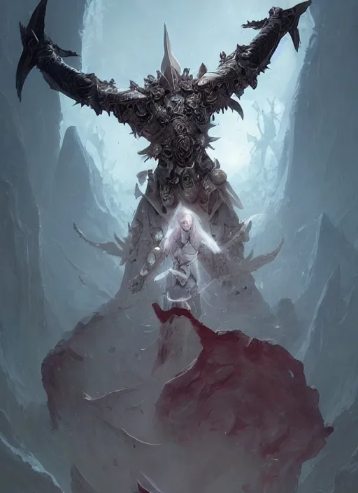 Image similar to an aasimar paladin ho is actually a fallen aasimar revealing his true nature, dim light, front game card, marvel comics, dark, intricate, highly detailed, smooth, artstation, digital illustration by ruan jia and mandy jurgens and artgerm and wayne barlowe and greg rutkowski and zdislav beksinski