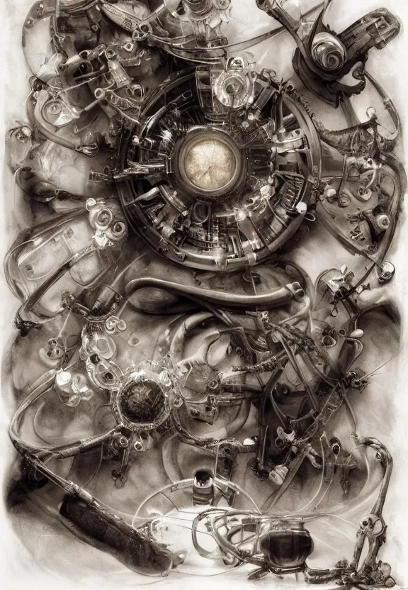 Image similar to simplicity, elegance, colorful medical equipment, cameras lenses, bones, radiating, minimalist environment, by ryan stegman and hr giger and esao andrews and maria sibylla merian eugene delacroix, gustave dore, thomas moran, the movie the thing, modern art, graffiti, saturated, in the style of bill sienkiewicz