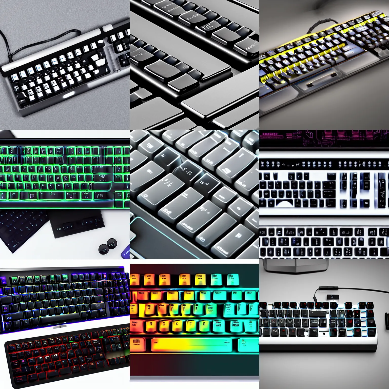 Prompt: keyboard in style cyberpunk, technology, electronics