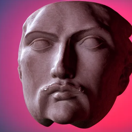 Image similar to renaissance statue head in a bright neon ring, 3 d render, ray tracing, hyper - realistic, hyper detailed, 8 k resolution, sharp focus