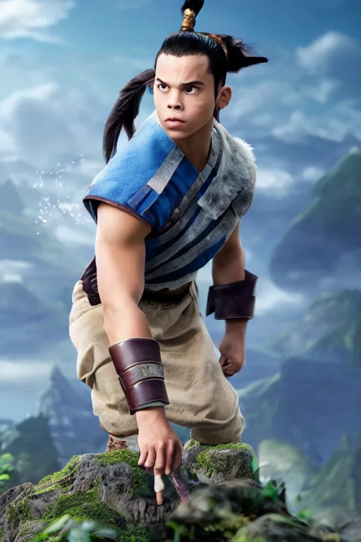 Image similar to jake t. austin as sokka in the live action remake of avatar the last airbender, 3 5 mm photography, highly detailed, cinematic lighting, 4 k