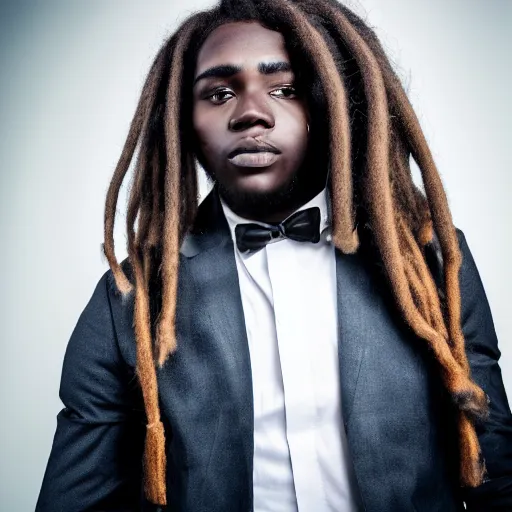 Prompt: a portrait of young handsome man with dark skin and dreadlocks award winning photo sharp focus high resolution