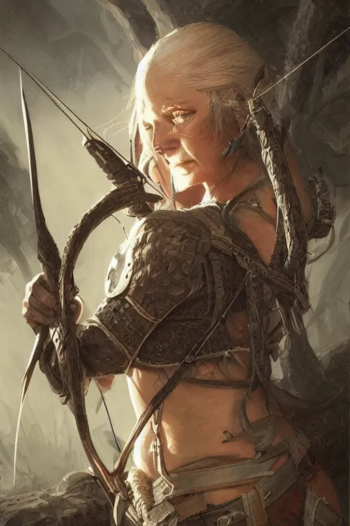 Image similar to dirty survivalist elven archer, highly detailed, d & d, fantasy, portrait, highly detailed, headshot, digital painting, trending on artstation, concept art, sharp focus, illustration, art by artgerm and greg rutkowski and magali villeneuve