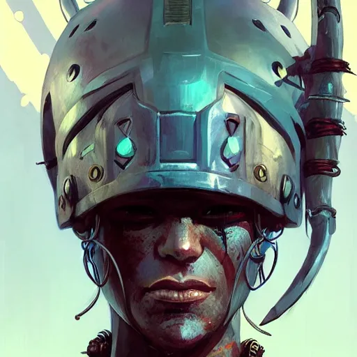 Image similar to cyberpunk viking helmet mask warrior goddess robot ninja fantasy, art gta 5 cover, official fanart behance hd artstation by jesper ejsing, by rhads, makoto shinkai and lois van baarle, ilya kuvshinov, ossdraws