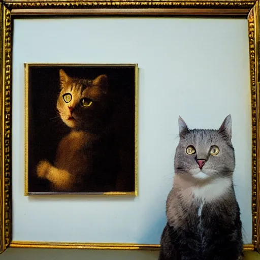 Prompt: miniaturine of cat, rembrandt lighting