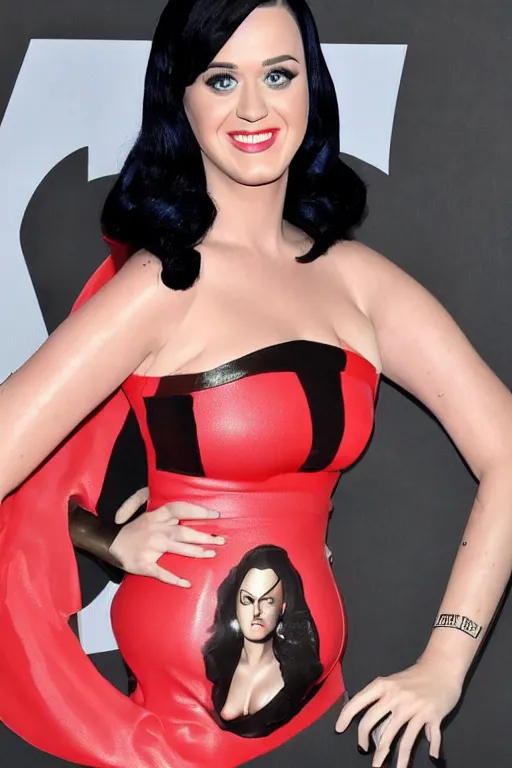 Prompt: katy perry pregnant as black widow in the avengers, portrait realistic photograph, very detailed face