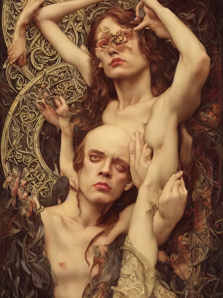 Image similar to steve buscemi by tom bagshaw in the style of gaston bussiere, art nouveau