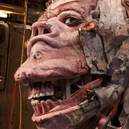 Prompt: animatronic John C. Reilly, exposed mechanics, photo, Stan Winston studios, detailed, 4k