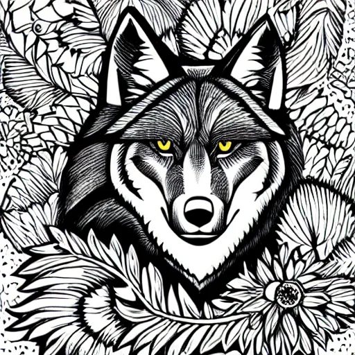 Image similar to Beautiful portrait of an anthro wolf wearing a cute summer outfit Summer Atmosphere. detailed, inked,