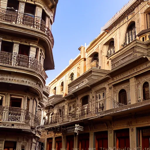 Prompt: opera houses in khedival style, talaat harb square - cairo, egypt ; various takes on the charming khedival architecture on the streets of downtown cairo
