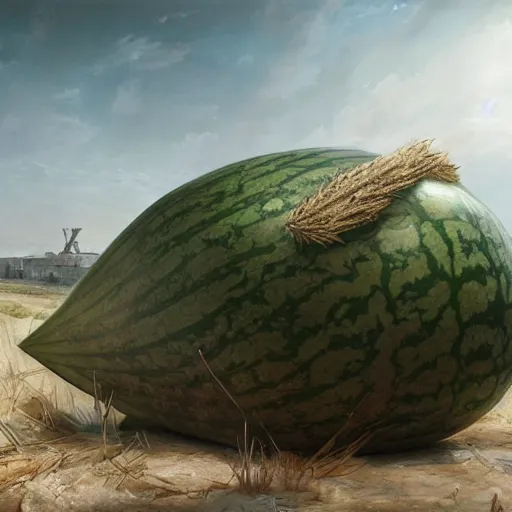 Prompt: Very very very very highly detailed fantastic Watermelon as military vehicle with epic weapons, on a battlefield in russian city as background. Less Watermelon a lot more military vehicle, Photorealistic Concept 3D digital art in style of Caspar David Friedrich, super rendered in Octane Render, epic dimensional light